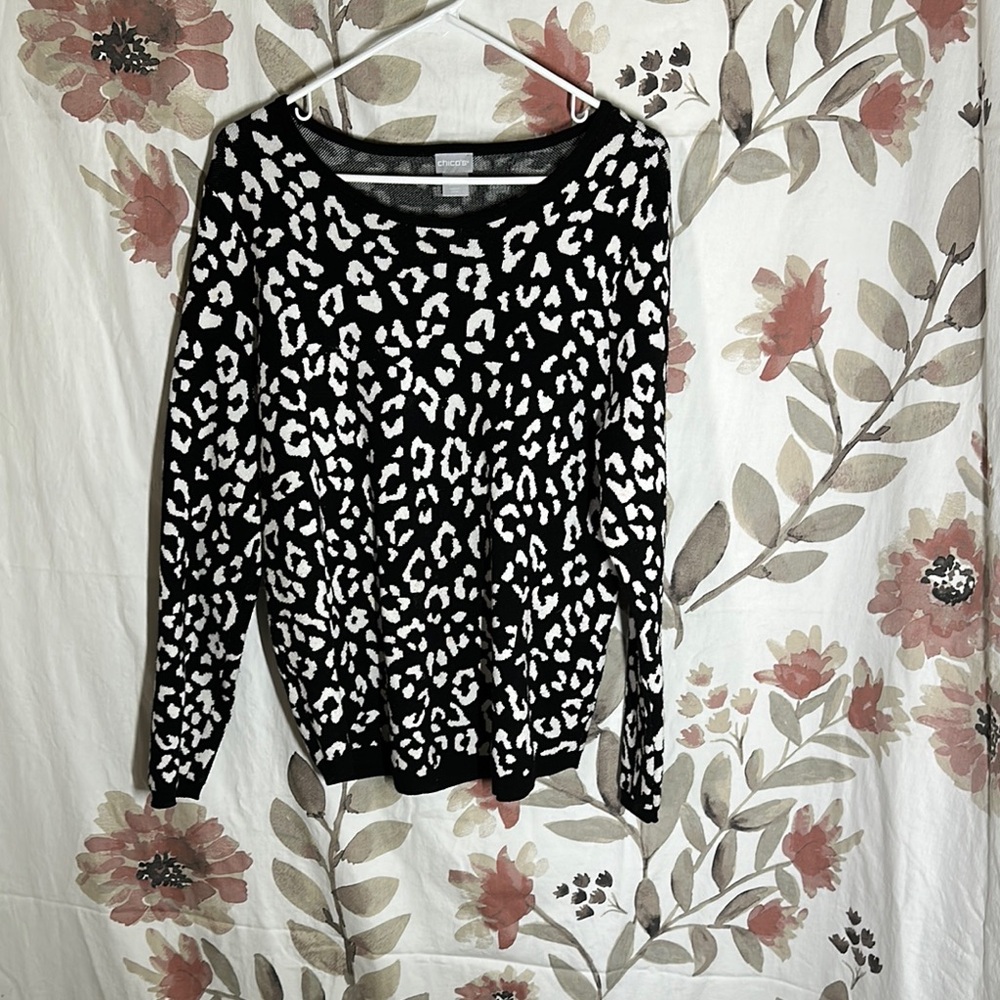 Chico's Monochrome Animal Print Top